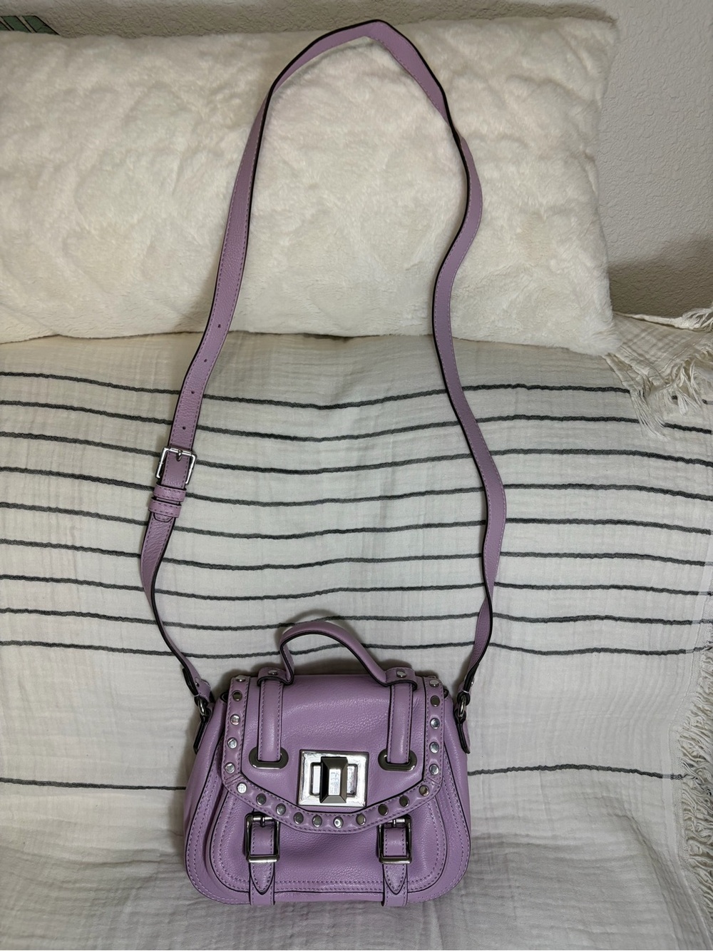 Aimee Kestenberg Small Light Purple Studded Leather Crossbody Bag
